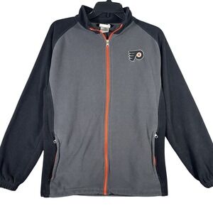 NHL Philadelphia Flyers Fleece Jacket Men's S Full Zip Logo Embroidered Gray